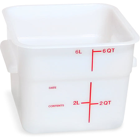 Carlisle 11962PE02 6 Qt White Square Polyethylene Food Storage Container