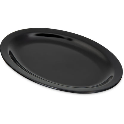 Carlisle KL12703 12" x 9" Black Kingline Melamine Oval Platter Tray
