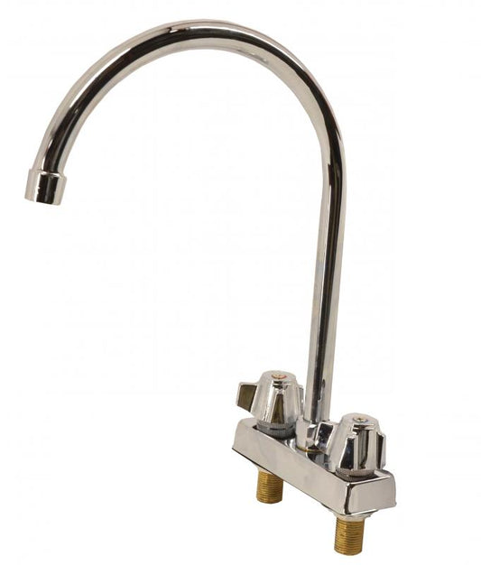 Omcan 39788 Deck Mounted Sink Faucet with 9" Goose Neck Spout Faucet for Drop in Sinks