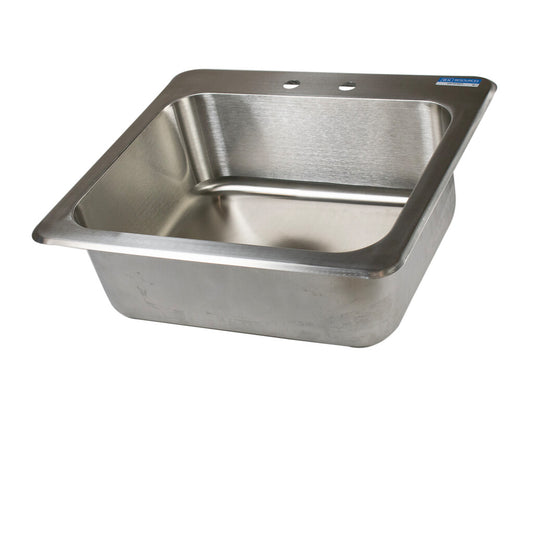 BK Resources DDI-2016824 One Compartment Stainless Steel Drop-In Sink 20L x 16W x 8D Bowls