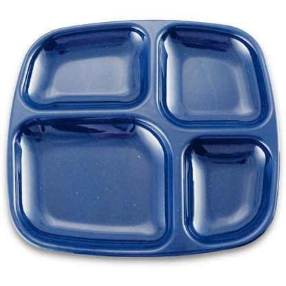 Carlisle 4398450 10" x 9.75" Dark Blue 4-Compartment Melamine Right Hand Tray