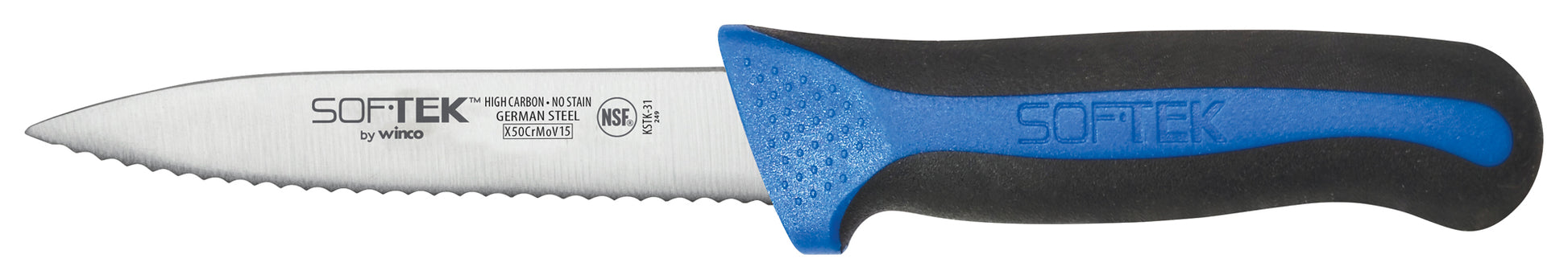 Winco KSTK-31 3.5" SofTek Serrated Paring Knives, Soft Grip Handle (2Pcs/Pk)