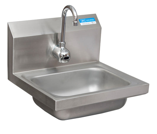 BK Resources BKHS-W-1410-1-4D-P-G Stainless Steel Hand Sink w/ Sensor Faucet, 1 Hole 3.5" Drain