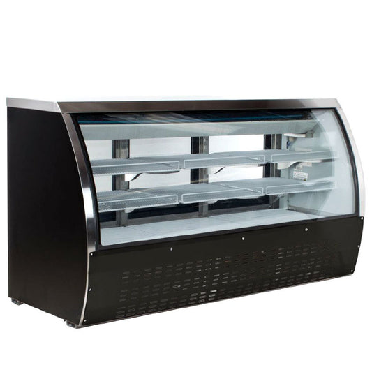 Omcan 50083 64-inch Floor Refrigerated Showcase with Black Coated Steel Exterior