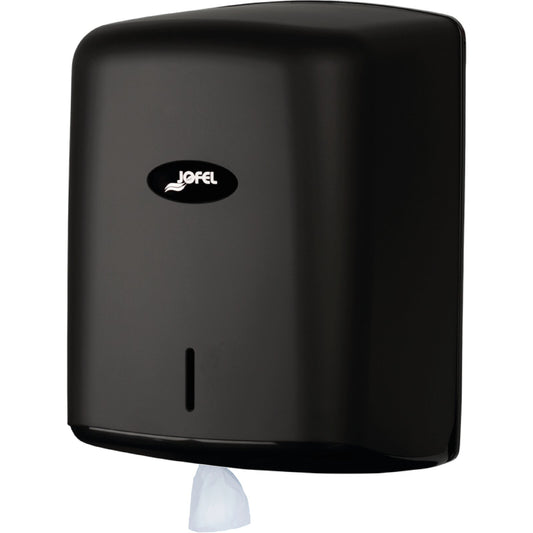 Carlisle T500MBK 8" Matte Black Plastic Jofel Valor Centerpull Towel Dispenser
