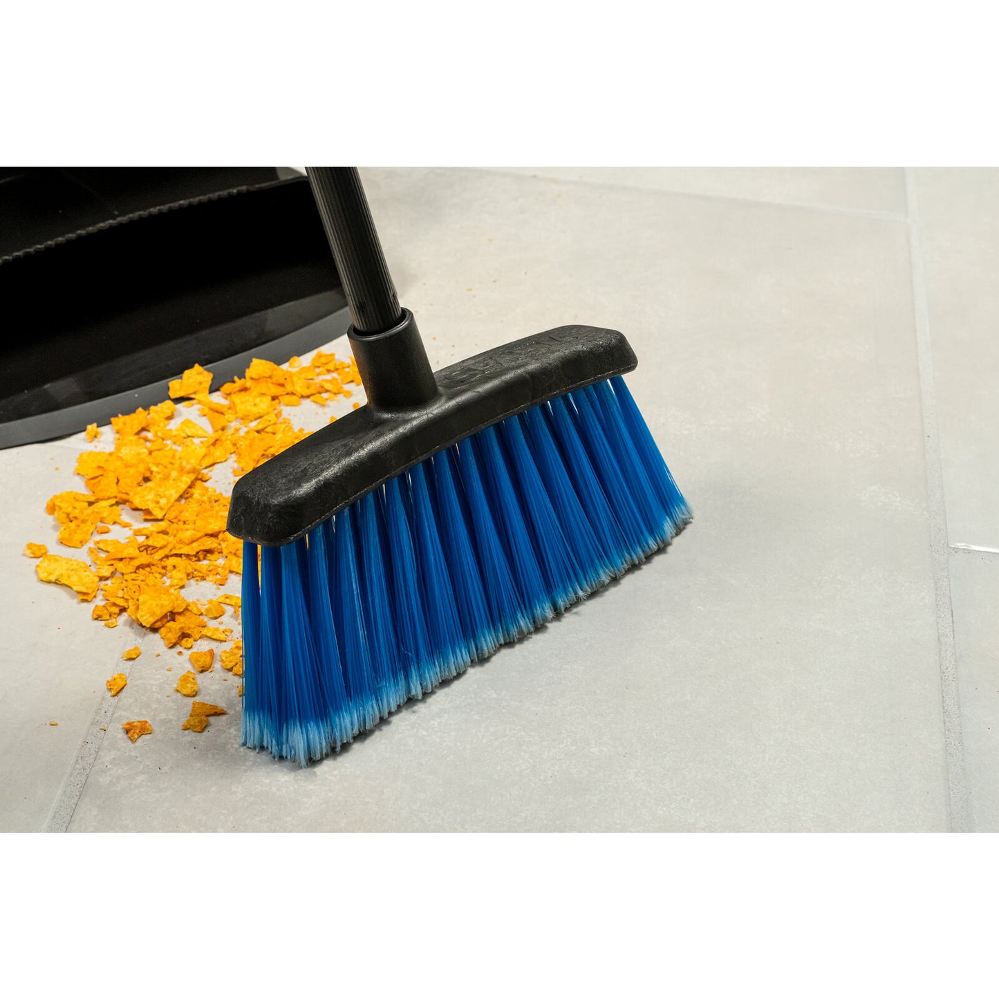 Carlisle 4685914 30" Blue Duo-Sweep Flagged Lobby Broom With Black Metal Handle
