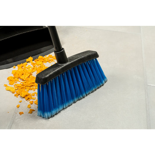 Carlisle 4685914 30" Blue Duo-Sweep Flagged Lobby Broom With Black Metal Handle