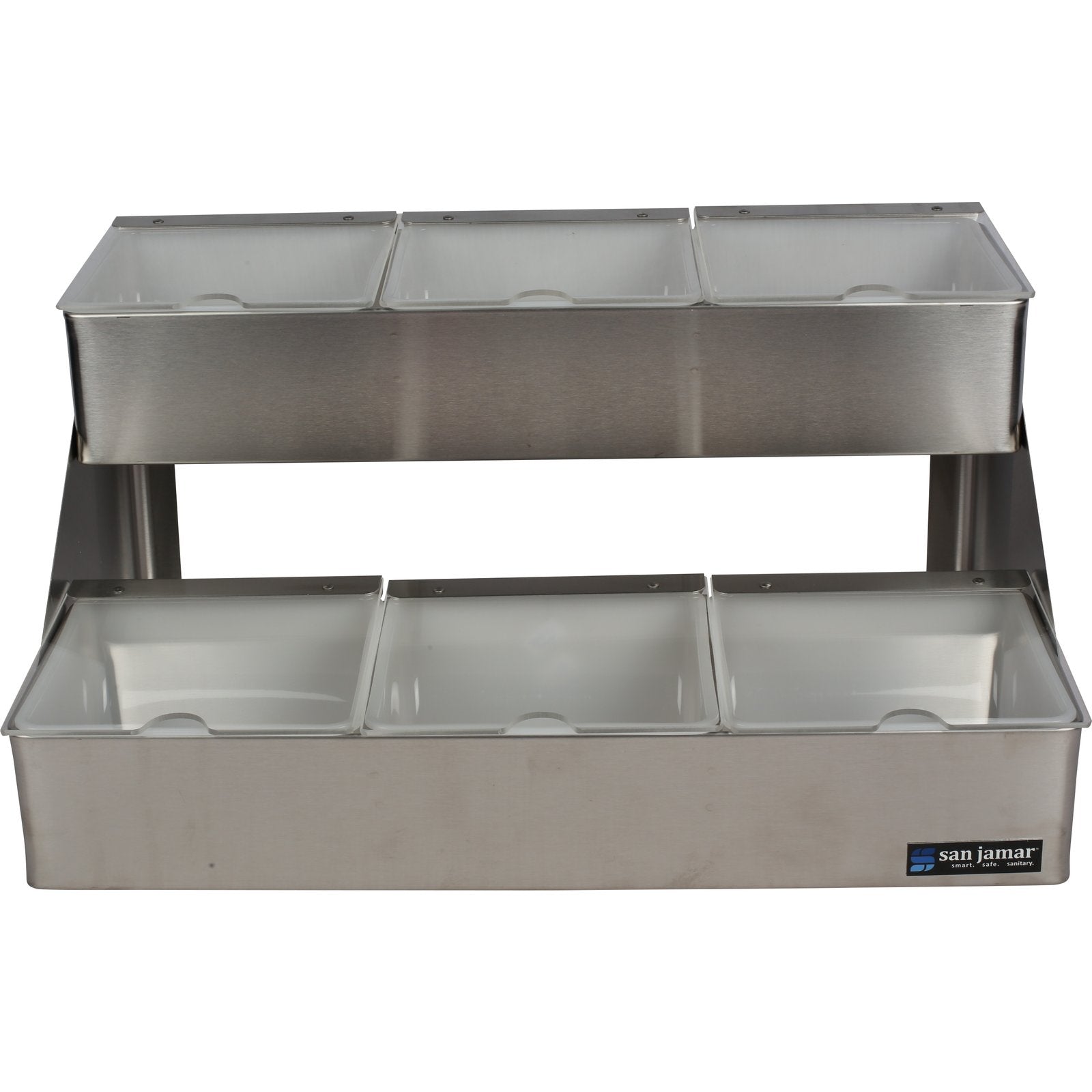 San Jamar B4706INL 6 Quart Stainless Steel Condiment Center with Notched Lid