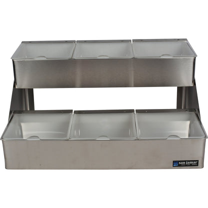 San Jamar B4706INL 6 Quart Stainless Steel Condiment Center with Notched Lid