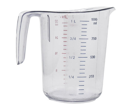 Omcan 80572 1 QT / 1000 ml Clear Polycarbonate Measuring Cup