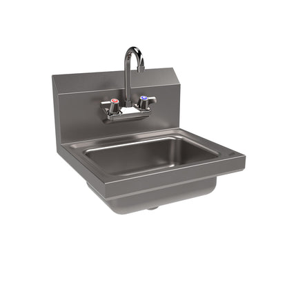 BK Resources BKHS-W-1410-P-G Stainless Steel Hand Sink w/ Faucet, 2 Holes, 1-7/8" Drain 14”x10”x5”