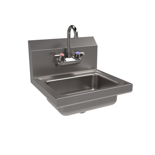 BK Resources BKHS-W-1410-P-G Stainless Steel Hand Sink w/ Faucet, 2 Holes, 1-7/8" Drain 14”x10”x5”