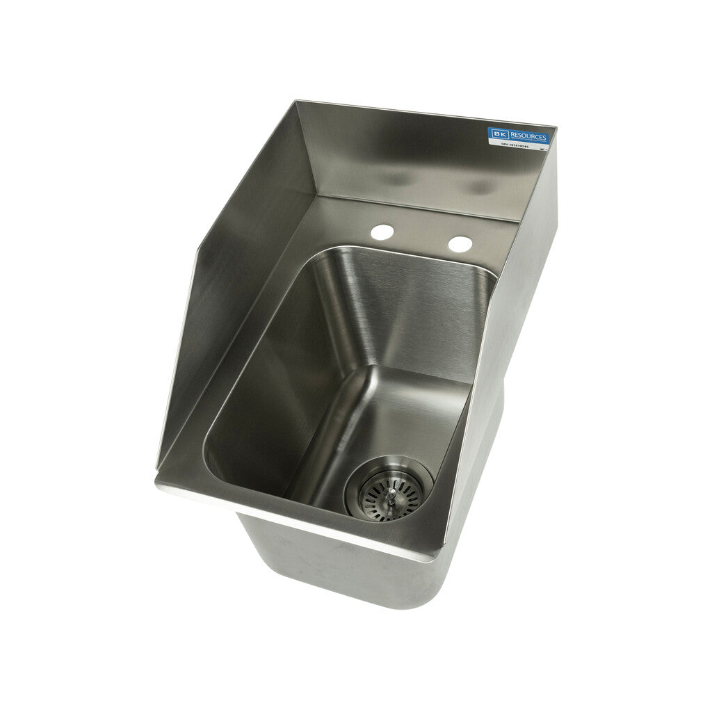 BK Resources DDI-10141024S One Compartment Stainless Steel Drop-In Sink w/Side Splashes 14L x10W x10D Bowls