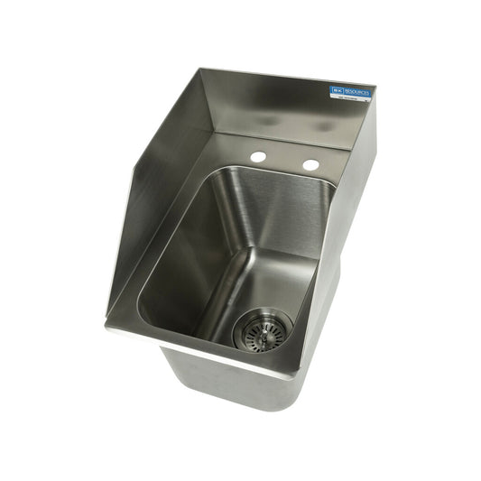 BK Resources DDI-10141024S One Compartment Stainless Steel Drop-In Sink w/Side Splashes 14L x10W x10D Bowls