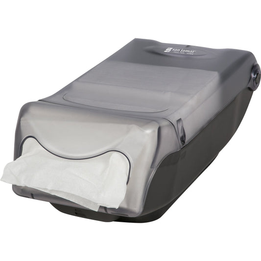 Carlisle H5004CL 550 Napkin Clear/Black Countertop Venue Napkin Dispenser, Mini Interfold
