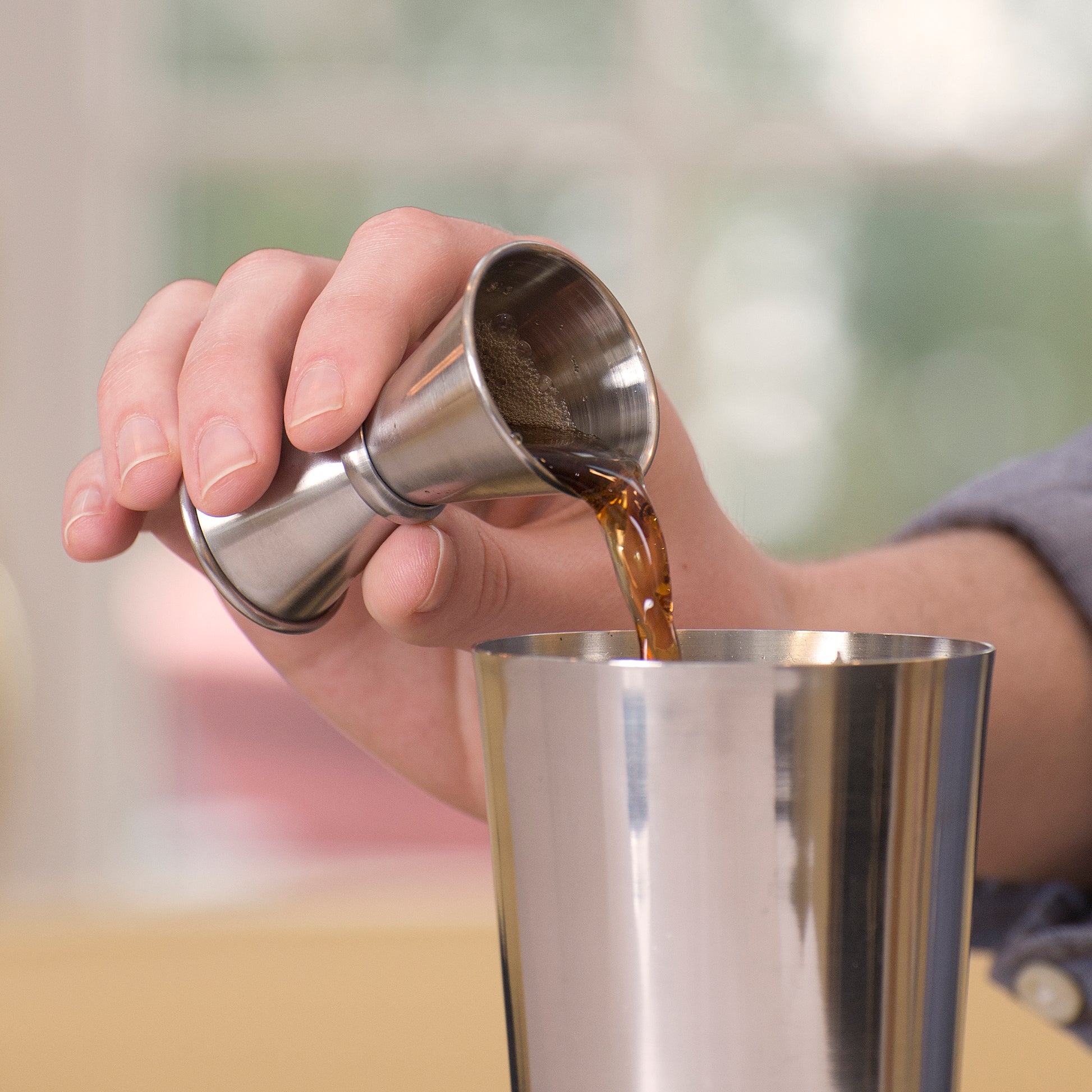 Winco J-7 1/2 oz. x 1 oz. Stainless Steel Japanese-Style Jigger