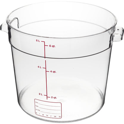 Carlisle 1076507 6 Qt Clear Round Polycarbonate StorPlus Food Storage Container