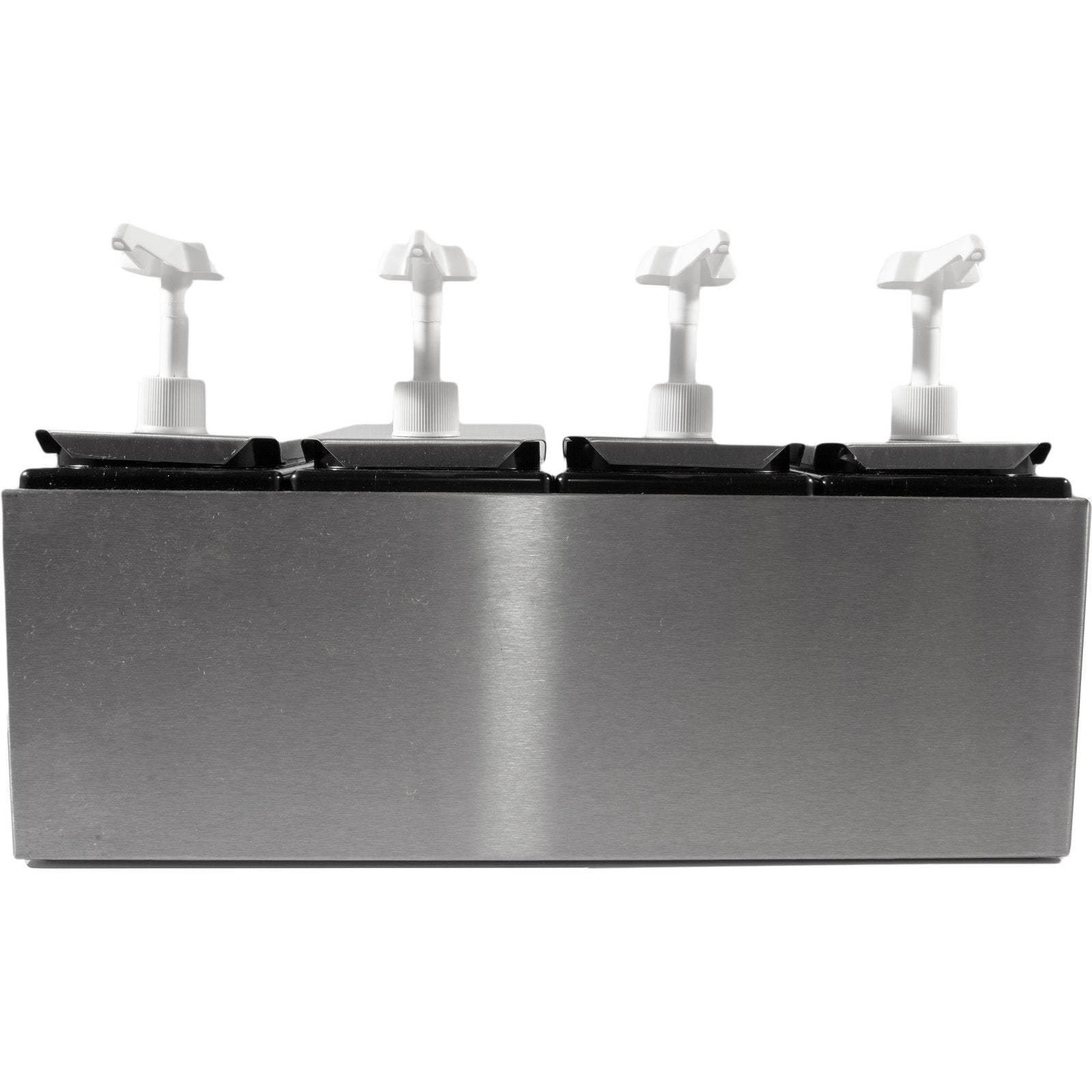 Carlisle 38504 Stainless Steel Condiment Topping Rail with 4 Standard Pumps & Jars