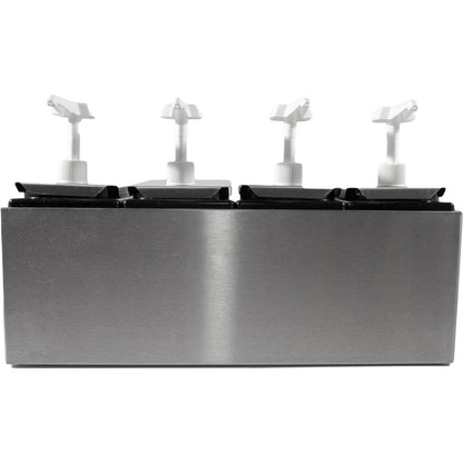 Carlisle 38504 Stainless Steel Condiment Topping Rail with 4 Standard Pumps & Jars