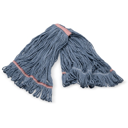 Carlisle 369325M14 Large Blue Acrylic Fiber Anti-Microbial Looped-End Mop with Red Band