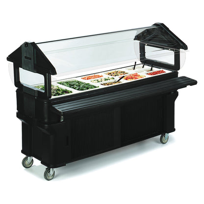 Carlisle 661103 6' x 2' x 4.2' Black Six Star Portable Food Bar with Storage and Legs