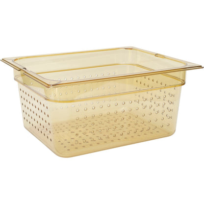 Carlisle 10422P13 1/2 Size Amber High Heat Plastic StorPlus Perforated Food Pan, 6" Deep