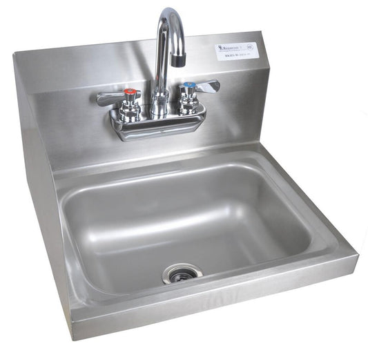 BK Resources BKHS-W-1410-LS-P-G Stainless Steel Hand Sink w/ Left Side Splash, Faucet 1-7/8"DR 2Holes
