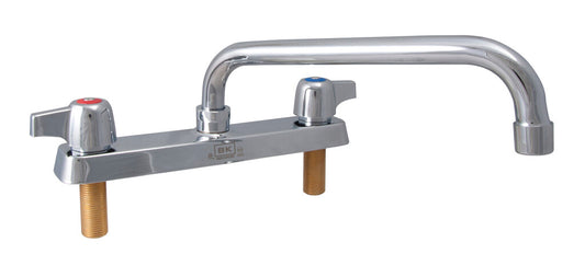 BK Resources BK8D-10-G 8" Chrome-Plated Brass O.C. Workforce Deck Mount Faucet W/10" Swing Spout