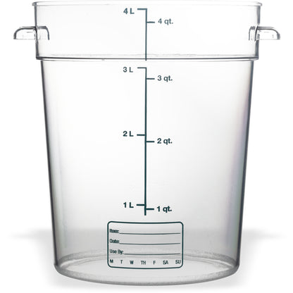 Carlisle 1076407 4 Qt Clear Round Polycarbonate StorPlus Food Storage Container