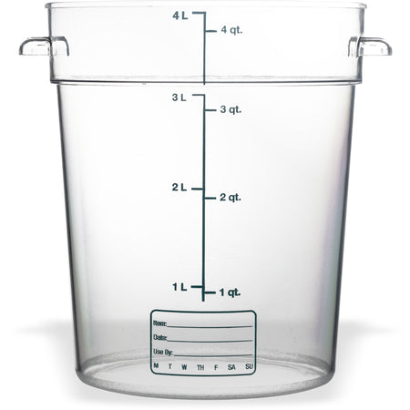 Carlisle 1076407 4 Qt Clear Round Polycarbonate StorPlus Food Storage Container