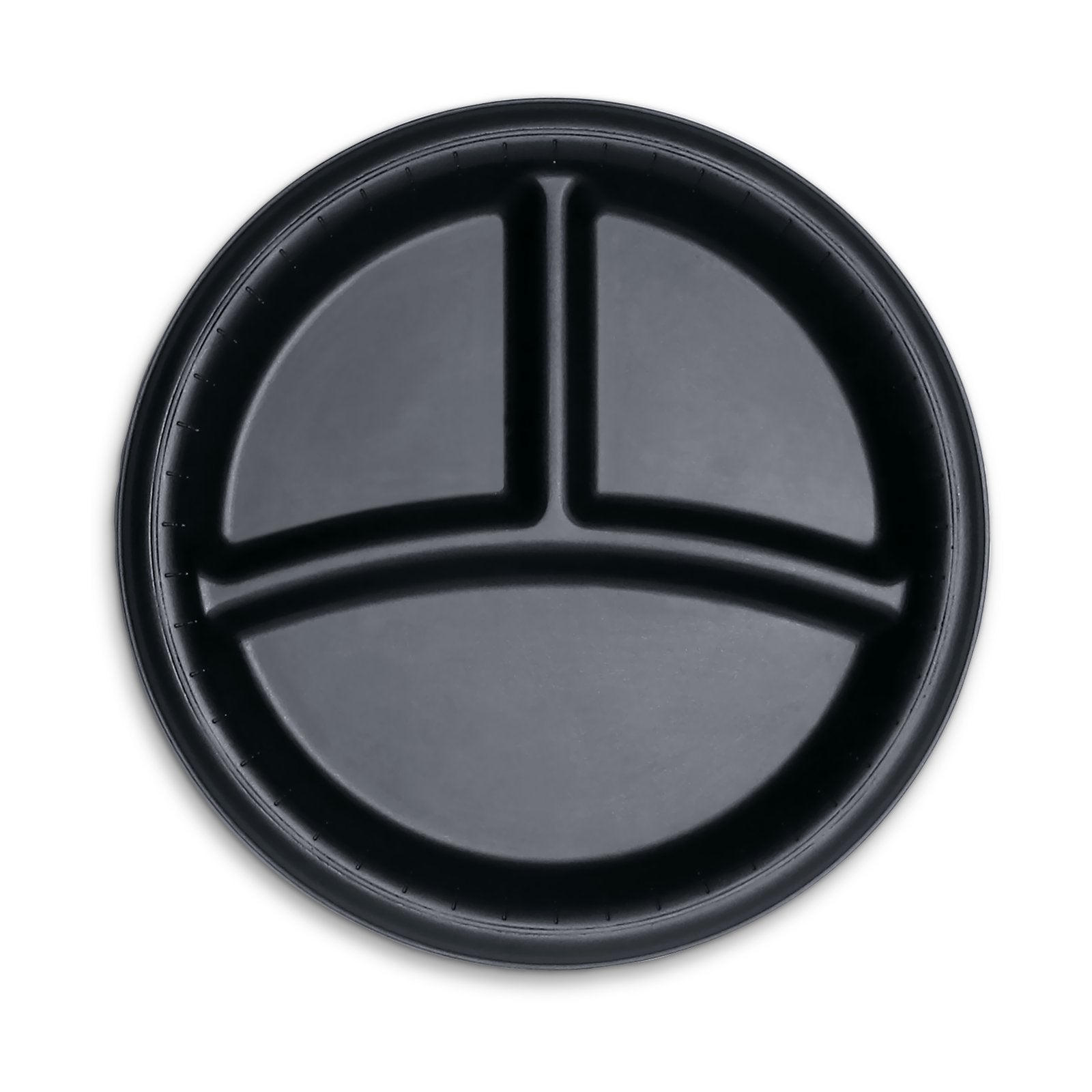Dinex DXHHPL93C03 9" Black 3-Compartment High Heat Disposable Plate (500/cs)