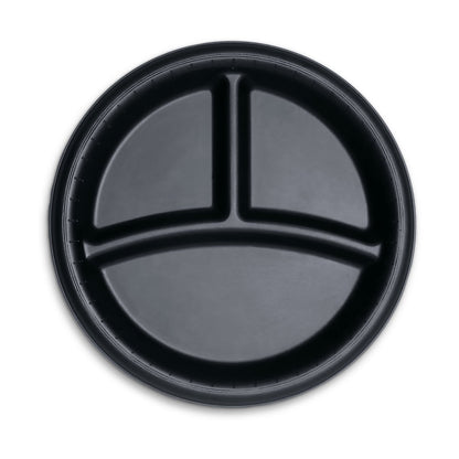 Dinex DXHHPL93C03 9" Black 3-Compartment High Heat Disposable Plate (500/cs)