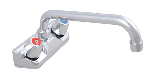 BK Resources BKF-W-10-G 4" Chrome-Plated Brass O.C. Workforce Splash Mount Faucet W/10" Swing Spout