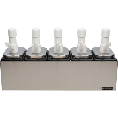 San Jamar P9715 White 5-Well Condiment Pump Service Center