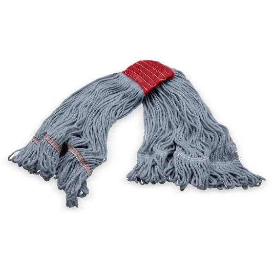 Carlisle 369553B00 Large Blue Cotton 4 Ply Looped-End Mop Natural w/ Red Band