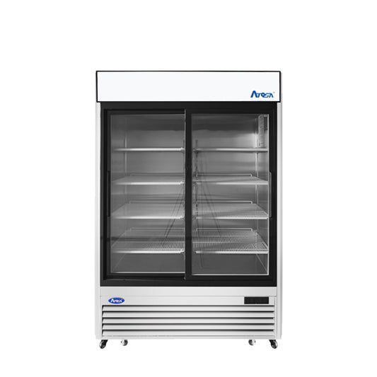 Atosa MCF8709GR Double Sliding Glass Door Bottom Mount Merchandiser Refrigerator