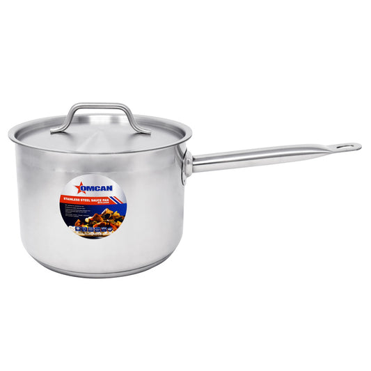 Omcan 80433 4.5 Qt Stainless Steel Sauce Pan with Cover and Handle