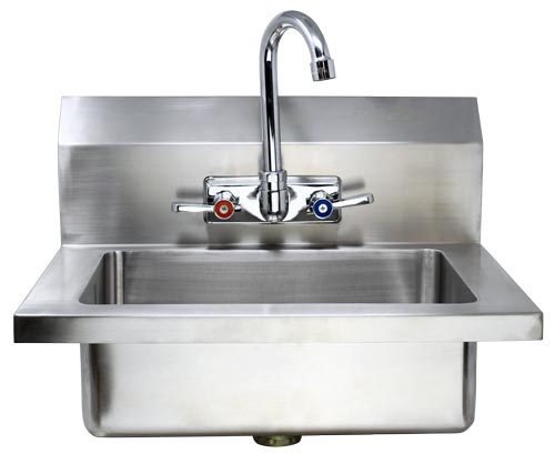Omcan 44585 Fabricated Hand Sink with 4" Gooseneck Faucet and Drain Basket
