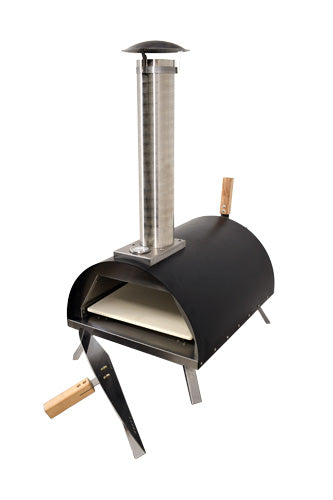 Omcan 44432 Stainless Steel Countertop Wood Burning Pizza Oven with Black Cover