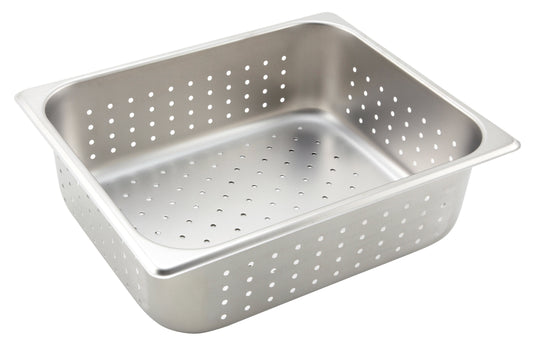 Winco SPHP4 Half-size Stainless Steel Perforated Steam Pan, 4" Deep