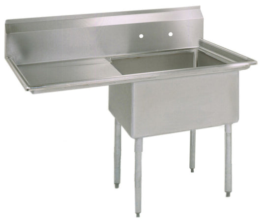 BK Resources BKS-1-18-12-18L One Compartment Stainless Steel Sink w/ 18" Left Drainboard 18L X 18W X 12D Bowl