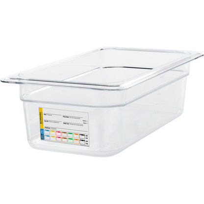 Carlisle 30661IMLUC07 1/3 Size Clear Polycarbonate StorPlus Food Pan with Integrated Label, 4" Deep