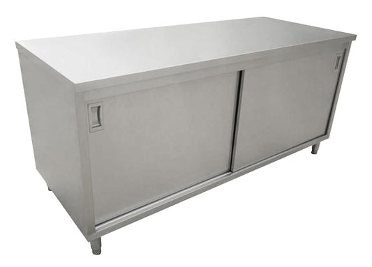 Omcan 44194 30" x 72" Stainless Steel Worktable With Cabinets and Sliding Doors