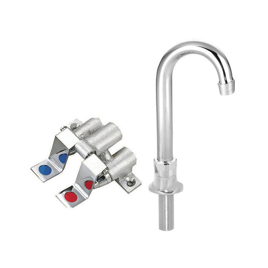 BK Resources BKDMFV-DGS-G Dual Pedal Metering Foot Valve Kit w/ Deck Mount Faucet - 3.5" Gooseneck Spout