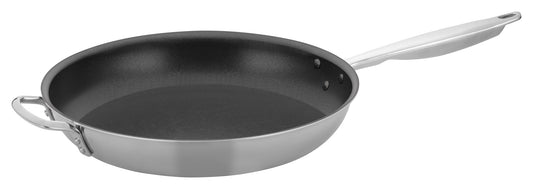 Winco TGFP-14NS 14" Stainless Steel Triply Fry Pan w/ Helper Handle, Non-Stick
