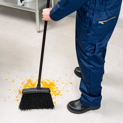 Carlisle 4688403 48" Black Duo-Sweep Unflagged Warehouse Broom with Black Metal Handle
