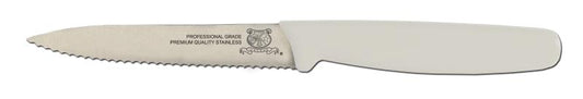 Omcan 11499 4-inch Wave Edge Paring Knife with White Polypropylene Handle