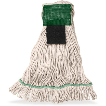 Carlisle 369418S00 Medium Natural Acrylic Fiber Green Band Mop w/ Looped-End w/ Scrubber