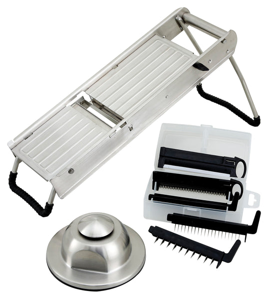 Winco MDL-15 Stainless Steel Mandoline Slicer Set w/ Handguard