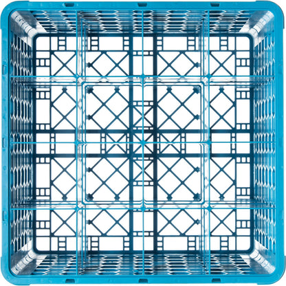 Carlisle RG16-514 Carlisle Blue 16-Compartment Polypropylene OptiClean Divided Glass Rack with 5 Extenders 11.9"